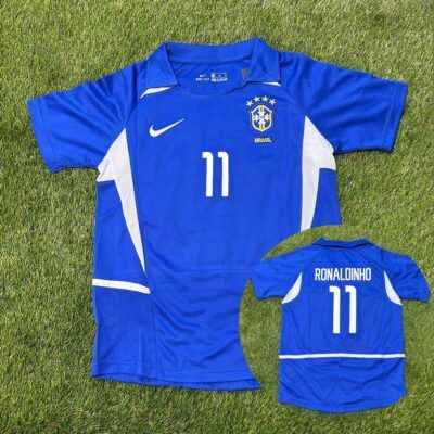 Camiseta Niño Retro Brasil alt 2002 Ronaldinho talle 14