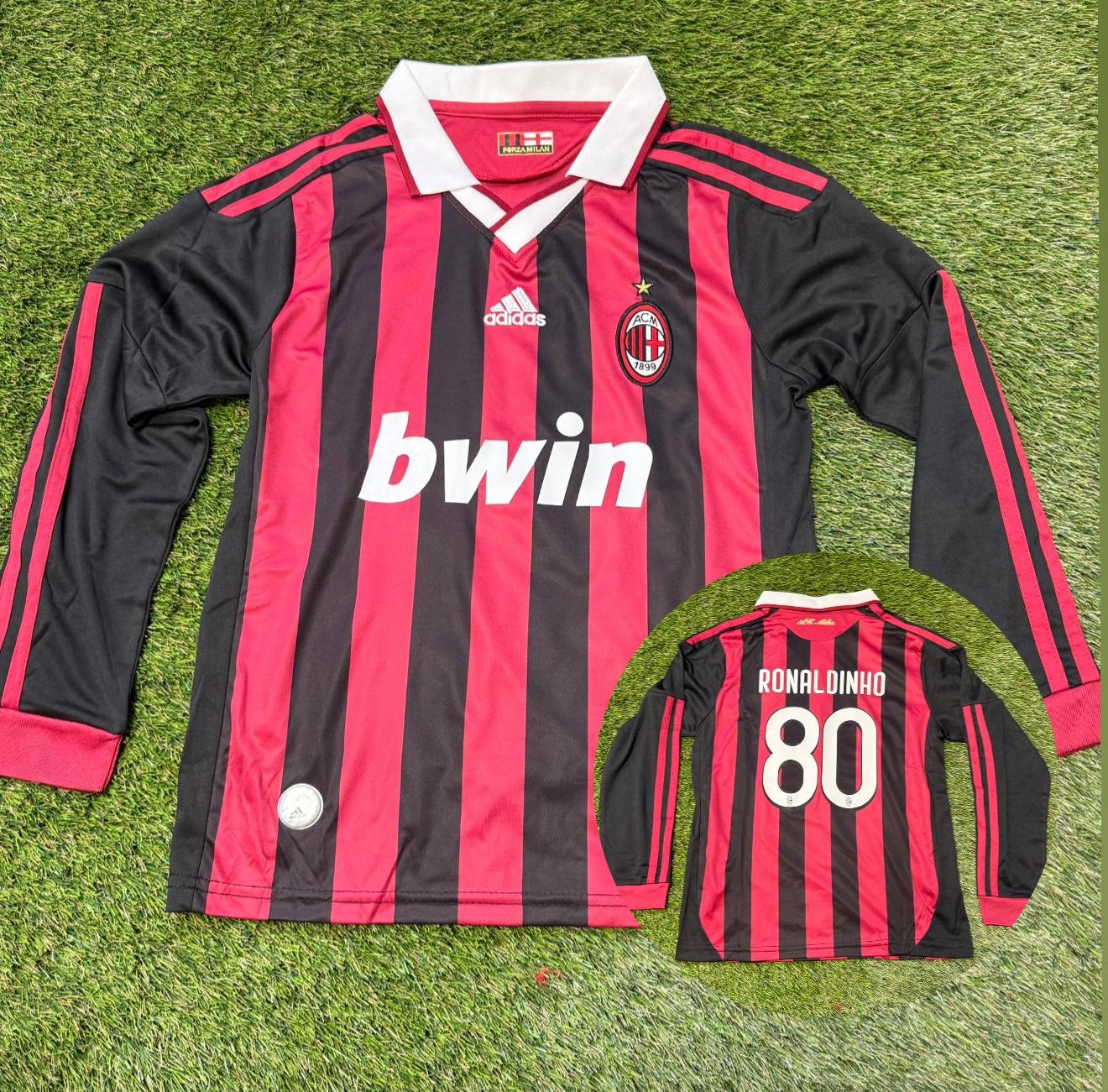 3157-315-3159-3160 Camiseta Niño Retro Milan Ronaldinho - Imagen 1